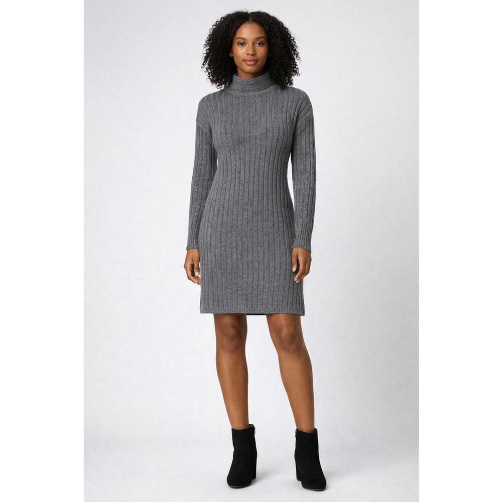 Halogen Mock Neck Sweater Dress Merino Wool Blend Above Knee Stretch Size XS